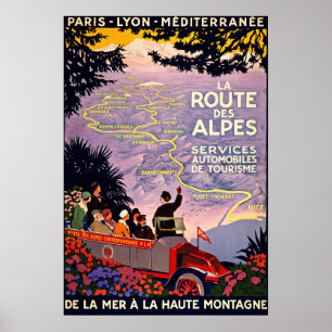 La Route Des Alpes France Vintage Travel Poster