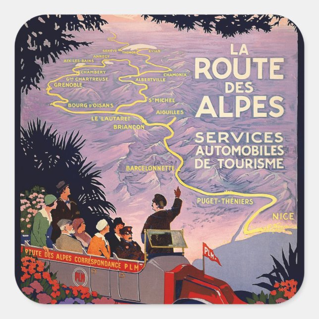 La route des Alpes Square Sticker (Front)