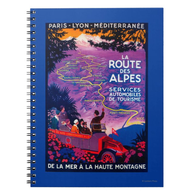 La Route Des Alpes Vintage PosterEurope Spiral Notebook (Front)