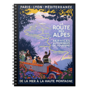 La route des Alpes Vintage Travel Poster Notebook