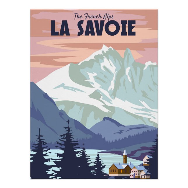 La Savoie Ski resort poster, retro. Winter travel  Poster (Front)