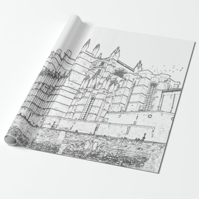 La Seu, the Cathedral of Palma de Mallorca - Spain Wrapping Paper (Unrolled)