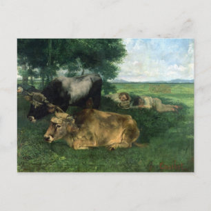 La Siesta Pendant la saison des foins , 1867, Postcard