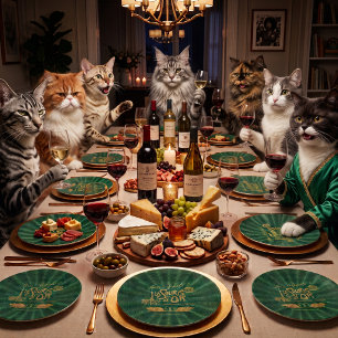 La Souris d'Or Paris Elegant Green & Gold Paper Plate