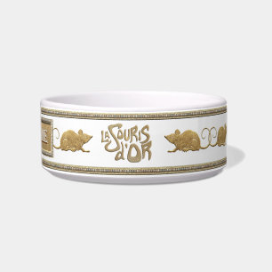 La Souris d'Or, White and gold nameplate Bowl
