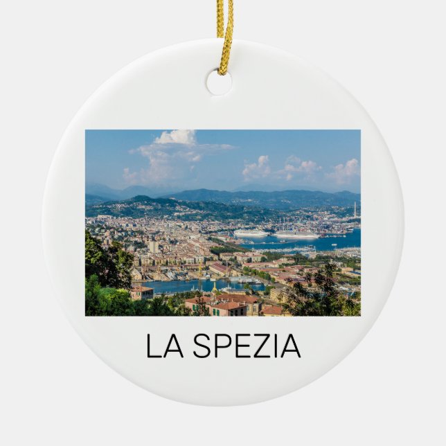 La Spezia Cityscape Liguria Italy Holiday Souvenir Ceramic Tree Decoration (Front)