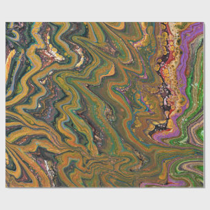 La Strada 2 Green and Gold Abstract Wrapping Paper