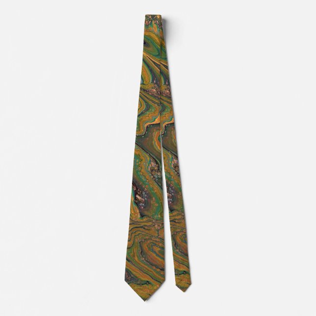 La Strada 2 Green and Gold Geode Abstract Tie (Front)
