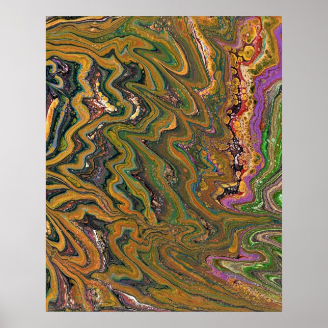 La Strada 2 Green Gold Abstract Poster Art Print (Front)