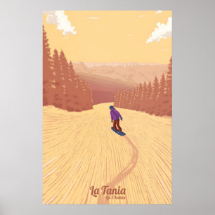 La Tania Snowboarding Travel Poster