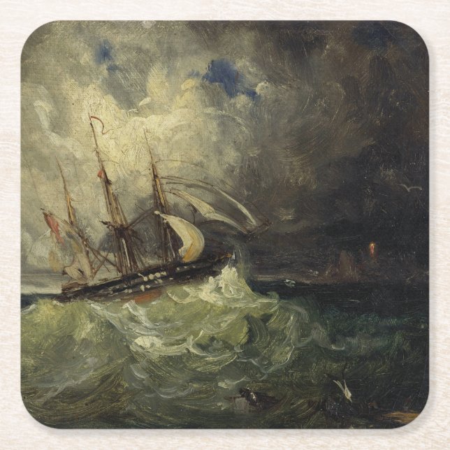 La Tempête – Félix Ziem Square Paper Coaster (Front)