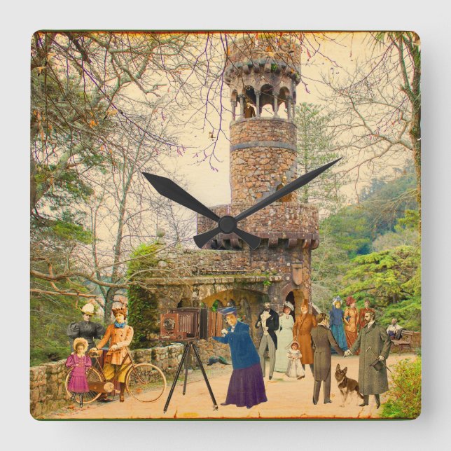 La Torre de la Quinta da Regaleira (Portugal) Square Wall Clock (Front)