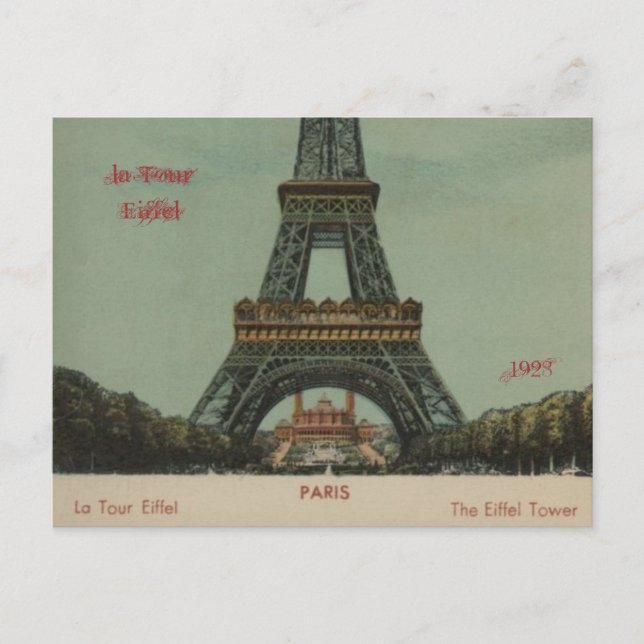 la Tour Eiffel, 1928 - Postcard (Front)
