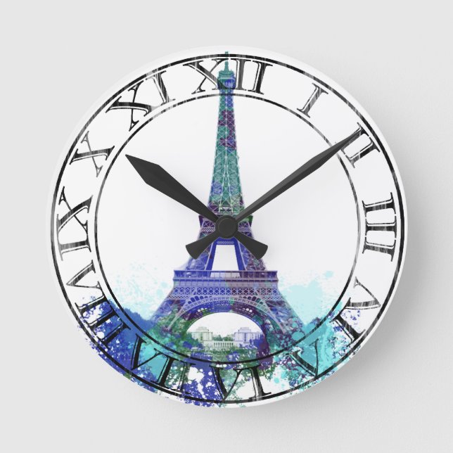 La tour Eiffel  colour splash Round Clock (Front)