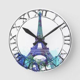 La tour Eiffel  colour splash Round Clock
