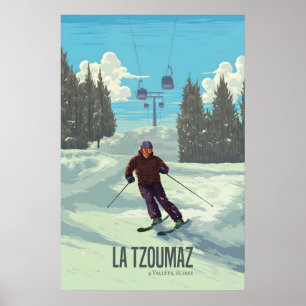 La Tzoumaz Switzerland Ski Resort Travel Poster