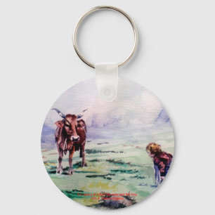 La vaca y el niño/The cow and the boy Key Ring