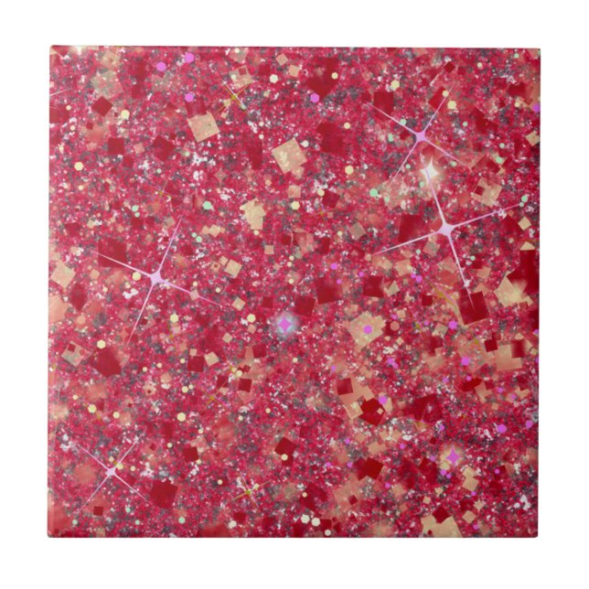 La Vida Magenta Pink Colour Faux Glitter Solid Tile (Front)