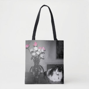 "La Vie en Rose" Cat Tote Bag