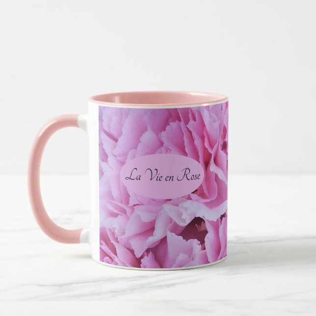 La Vie en Rose Pink Carnations Mug (Left)