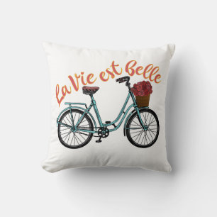 La Vie Est Belle French Bicycle Cushion