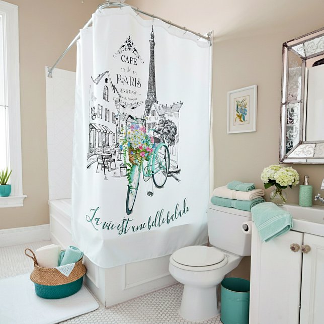La vie est une belle balade shower curtain (Creator Uploaded)