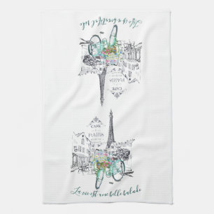 La vie est une belle balade tea towel