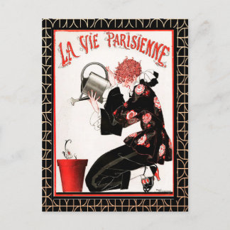 La Vie Parisienne - Watering the flowers Postcard
