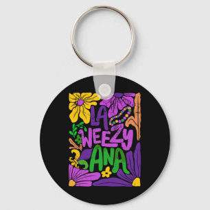 La Weezy Ana Boho Flower Groovy Mardi Gras  Key Ring