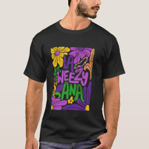 La Weezy Ana Boho Flower Groovy Mardi Gras T-Shirt