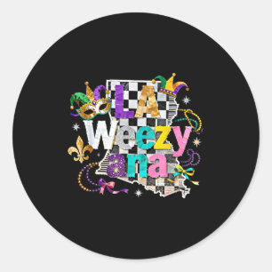 La Weezy Ana Louisiana Mardi Gras Carnival Design  Classic Round Sticker