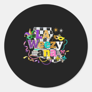 La Weezy Ana Louisiana Mardi Gras Carnival Design Classic Round Sticker