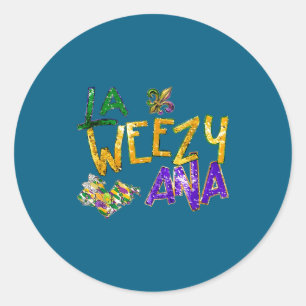 La Weezy Ana Mardi Gras Beads New Orleans Carnival Classic Round Sticker
