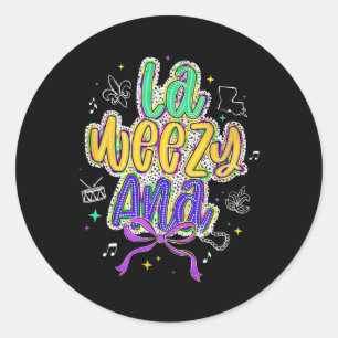 La Weezy Ana Mardi Gras Fat Tuesday Coquette  Classic Round Sticker