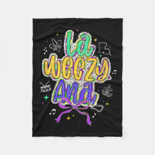 La Weezy Ana Mardi Gras Fat Tuesday Coquette  Fleece Blanket