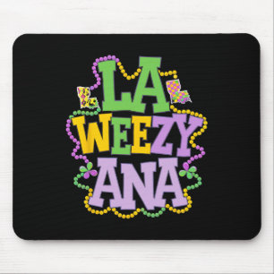 La Weezy Ana Playful Louisiana Map With Beads Fest Mouse Pad