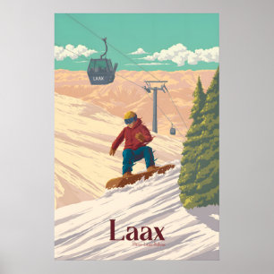 Laax Switzerland Snowboarding Travel Poster