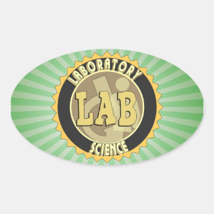LAB BADGE LABORATORY SCIENCE OVAL STICKER