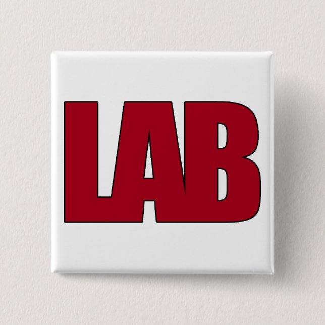 LAB BIG RED LETTERS LABORATORY 15 CM SQUARE BADGE (Front)