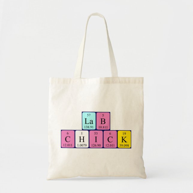 Lab Chick periodic table name tote bag (Front)
