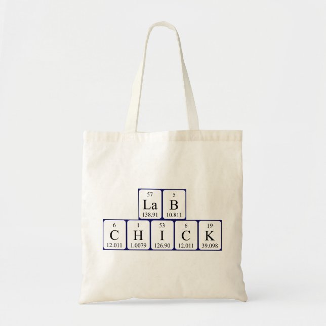 Lab Chick periodic table name tote bag (Front)