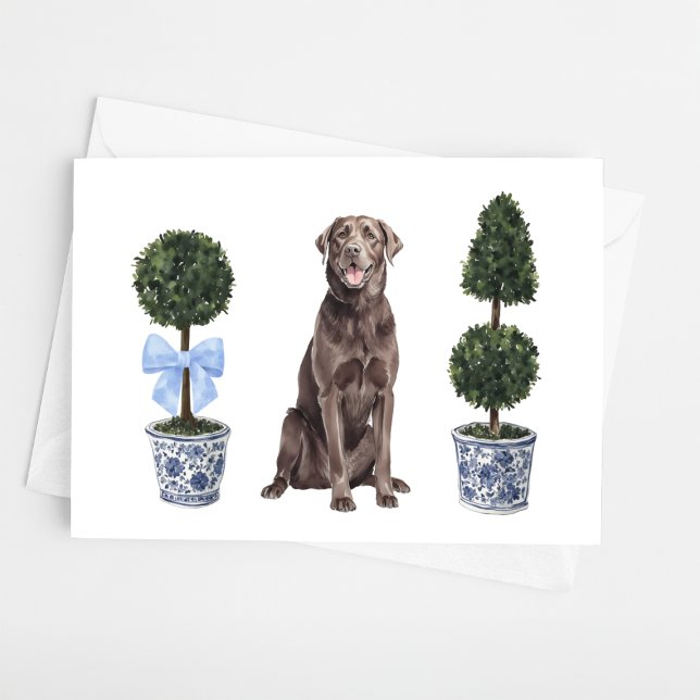 Lab - Chocolate Watercolor Dog Puppy Chinoiserie Card (Creator Uploaded)