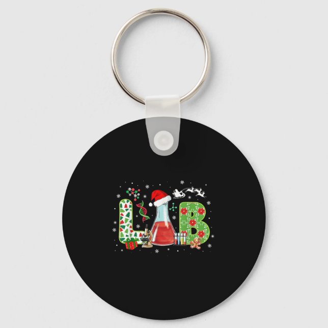 Lab Christmas Laboratory Technician Science Xmas S Key Ring (Front)