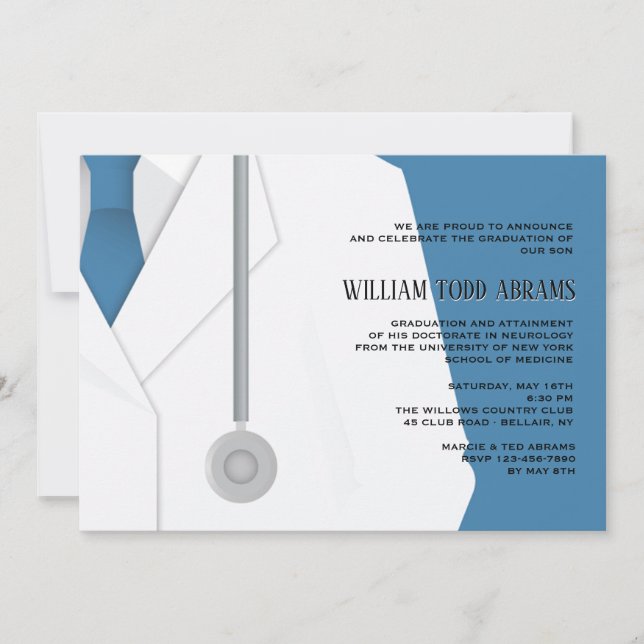 Lab Coat and Tie Graduation Invitation (Front)