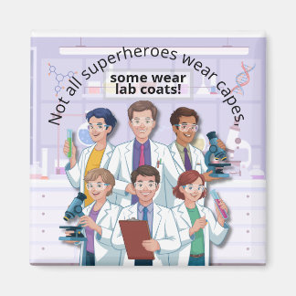 Lab Coat Wearing Superheroes Funny Science Magnet