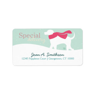 Lab Dog in Snow Label