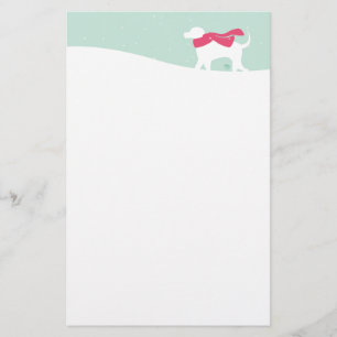 Lab Dog in Snow Sugar Plum Stationery