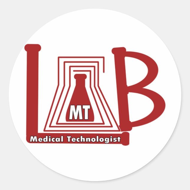 LAB FLASK LOGO MT - MEDICAL TECHNOLOGIST CLASSIC ROUND STICKER (Front)