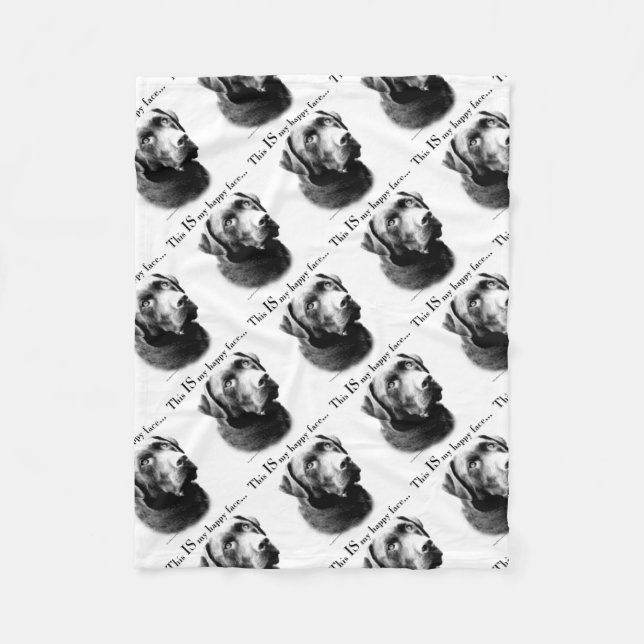 Lab Happy Face Fleece Blanket (Front)