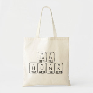 Lab Hunk periodic table name tote bag